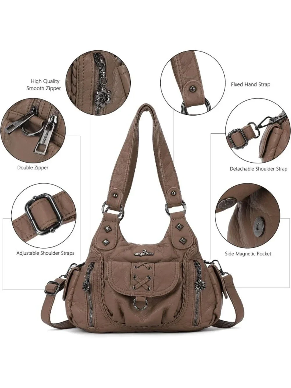 Chic Y2K Small Vegan Leather Hobo Purse - Multi-Pocket Crossbody Tote Bag